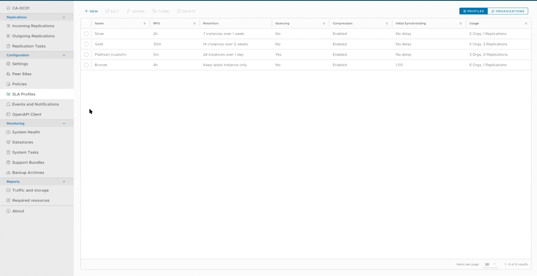screenshot of VMware Cloud Director Availability
